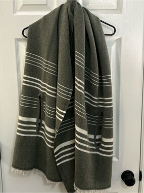 J. Crew Striped Cape-Scarf in Grey & White — One Size